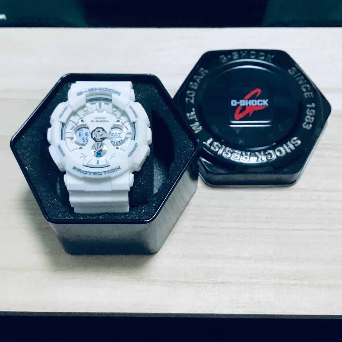 美品】CASIO G-SHOCK GA-120A デジアナ・オールホワイト カラー 美品】CASIO G-SHOCK GA-120A デジアナ・オールホワイト カラー