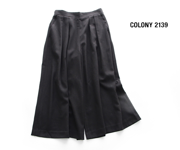 新品COLONY 2139 コロニー★ストレッチツイルキュロットパンツ黒★