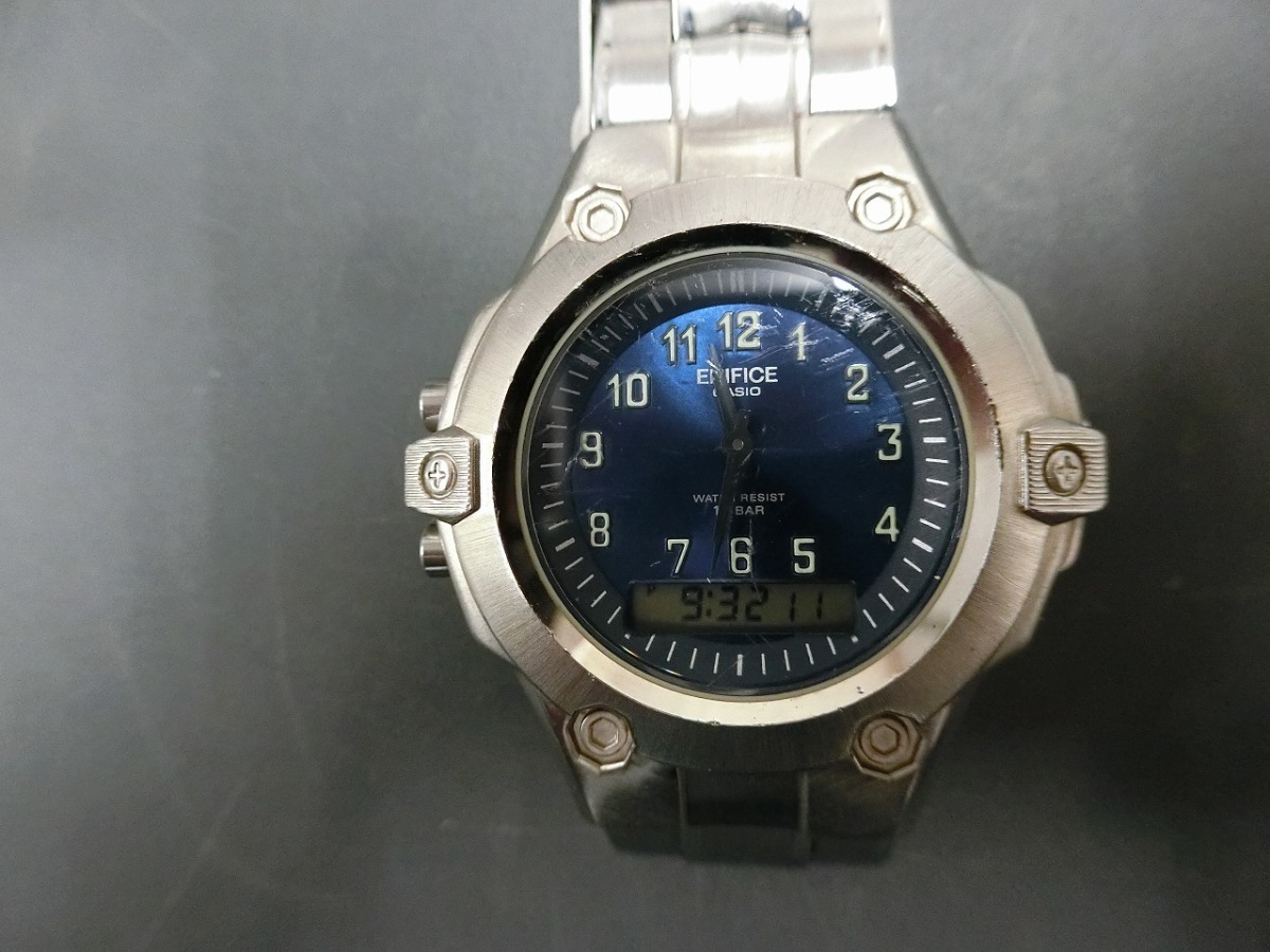 カシオ CASIO エディフィス EDIFICE アナデジ アナログ デジタル メンズ ウォッチ 腕時計 型式: AMW-100 Cal: 1301 管理No.18856