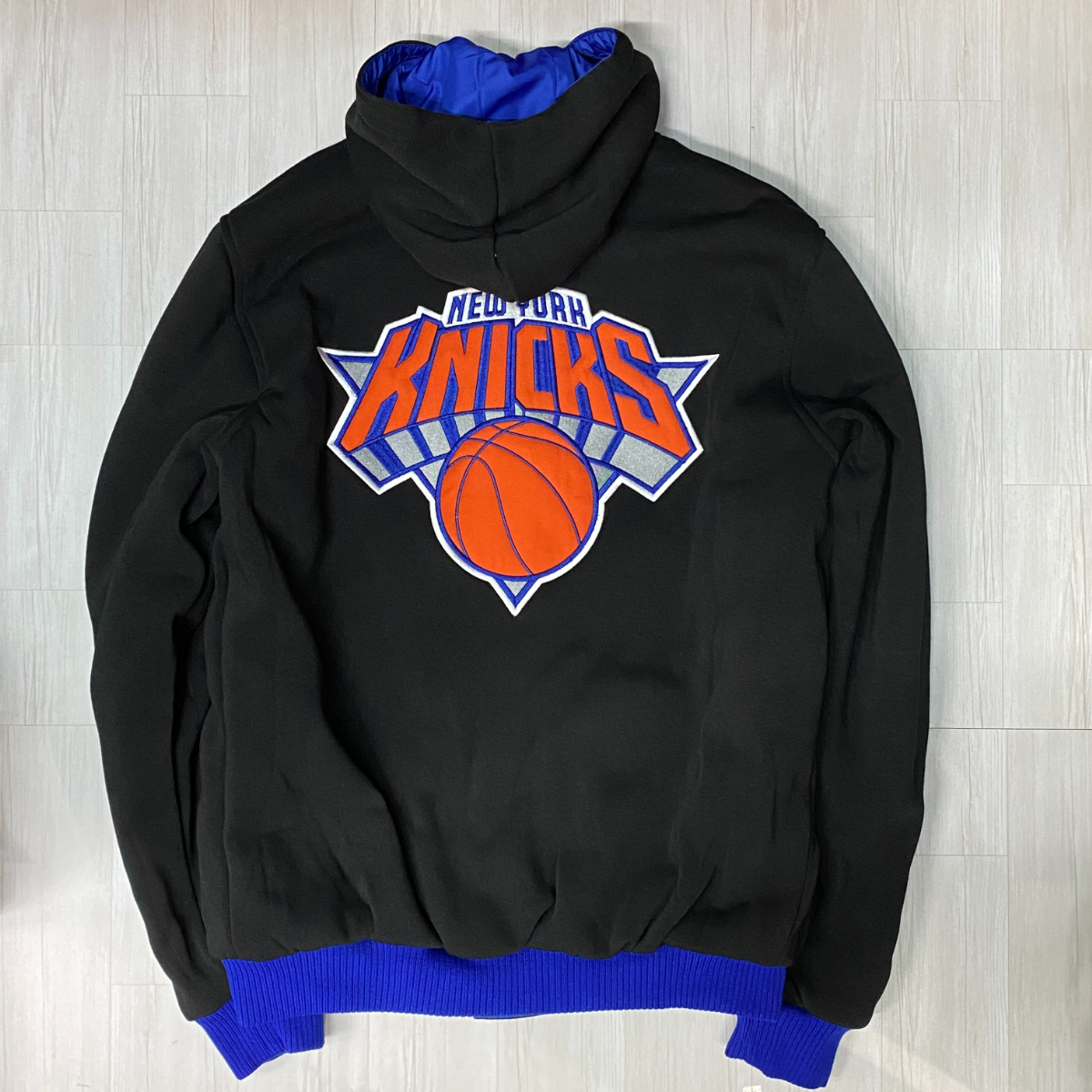 USA正規品 【XL】 JHデザイン NBA ニューヨーク ニックス NY Knicks リバーシブル 3Way スタジアムジャンパー スタジャン 青 黒 バスケ_画像9