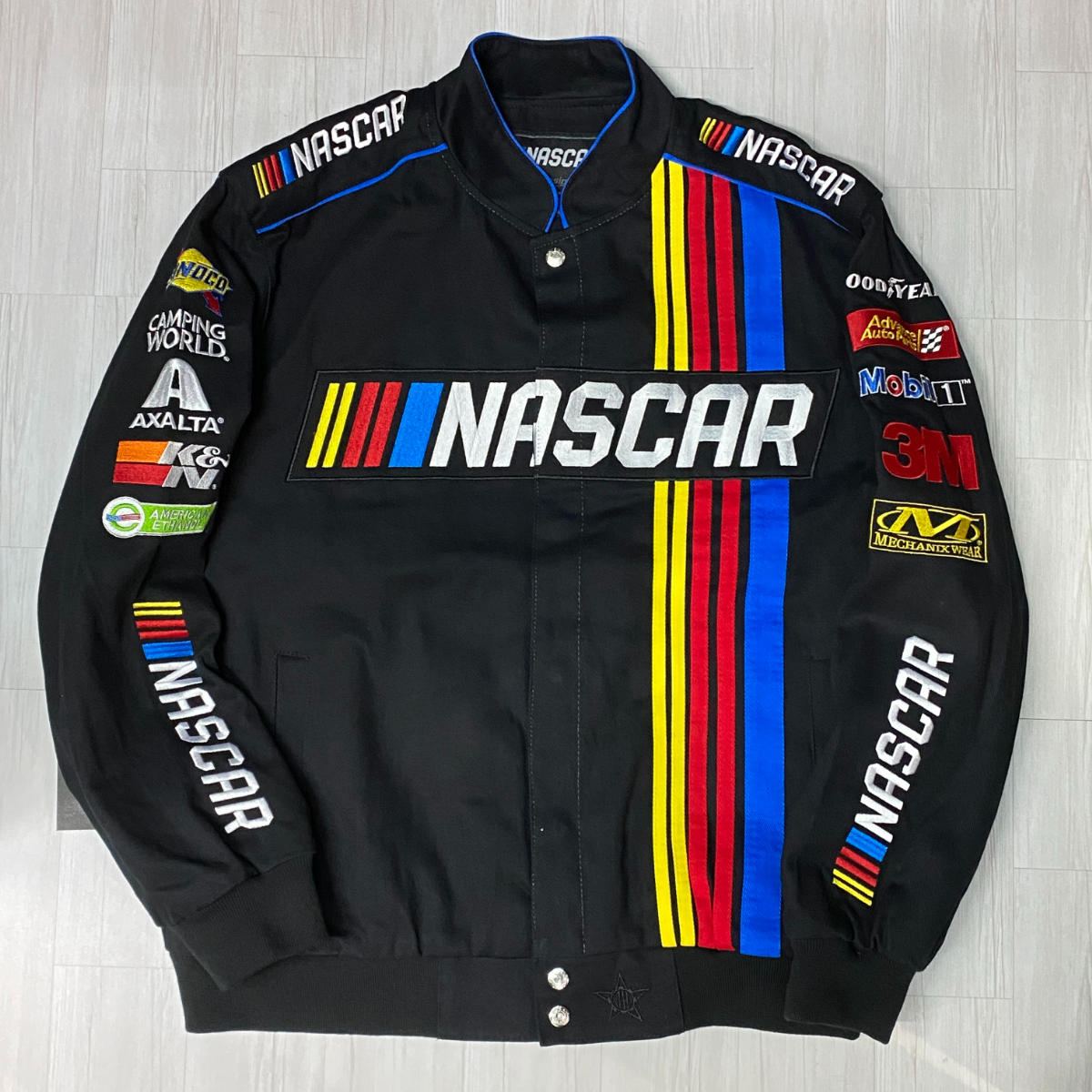 USA最強モータースポーツ 【3XL】 NASCAR ナスカー JHデザイン Twill Uniform レーシングジャケット 黒 USA正規品 フルスナップ仕様
