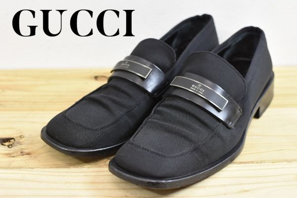 A6517 GUCCI グッチ ロゴ シルバー 金具 ローファー ヒール パンプス