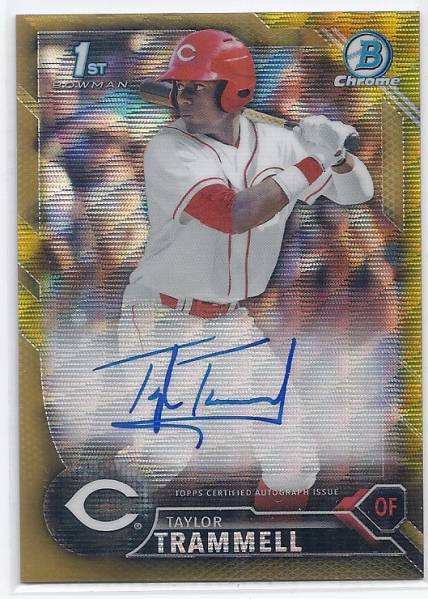 2016 Bowman Chrome Draft Taylor Trammell Auto Gold Wave Refractor /50_画像1