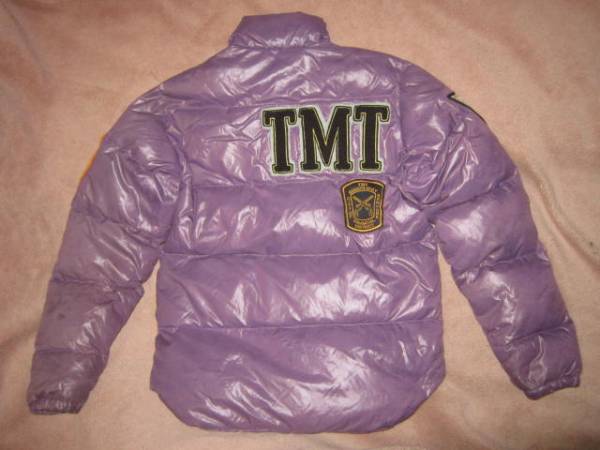 激安 即決！ TMT フルデコ 刺繍ワッペン ダウンジャケット 紫 XS ジャンパー_画像3