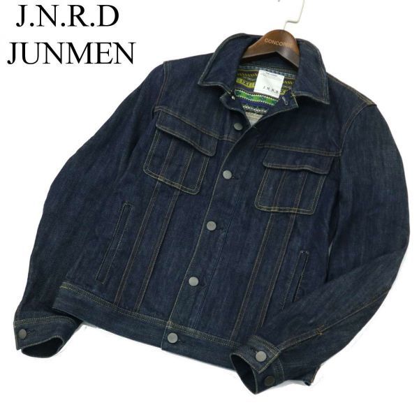 J.N.R.D JUNMEN ジュンレッド ジュンメン 襟ワイヤー★ ストレッチ デニム ジャケット Gジャン Sz.0　メンズ　A1T10074_8#O_画像1