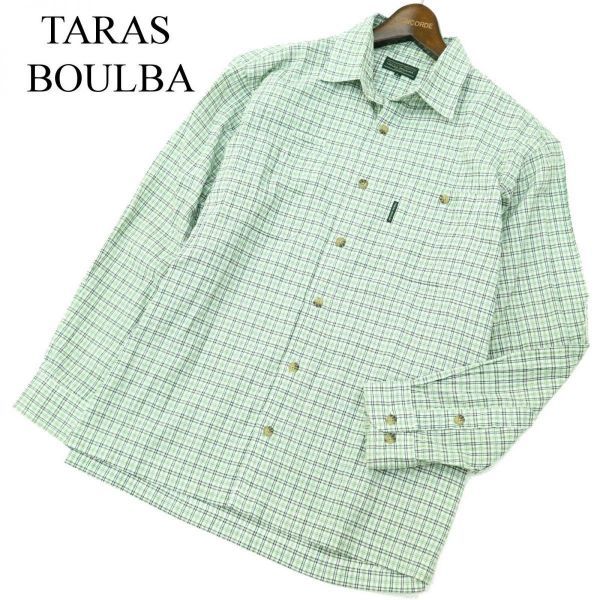 TARAS BOULBA タラスブルバ シアサッカー★ 長袖 チェック シャツ Sz.L　メンズ アウトドア アシックス　A1T08566_7#A_画像1