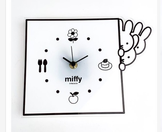 ミッフィー MIFFY インテリアクロック のぞき WH モノクロ 時計