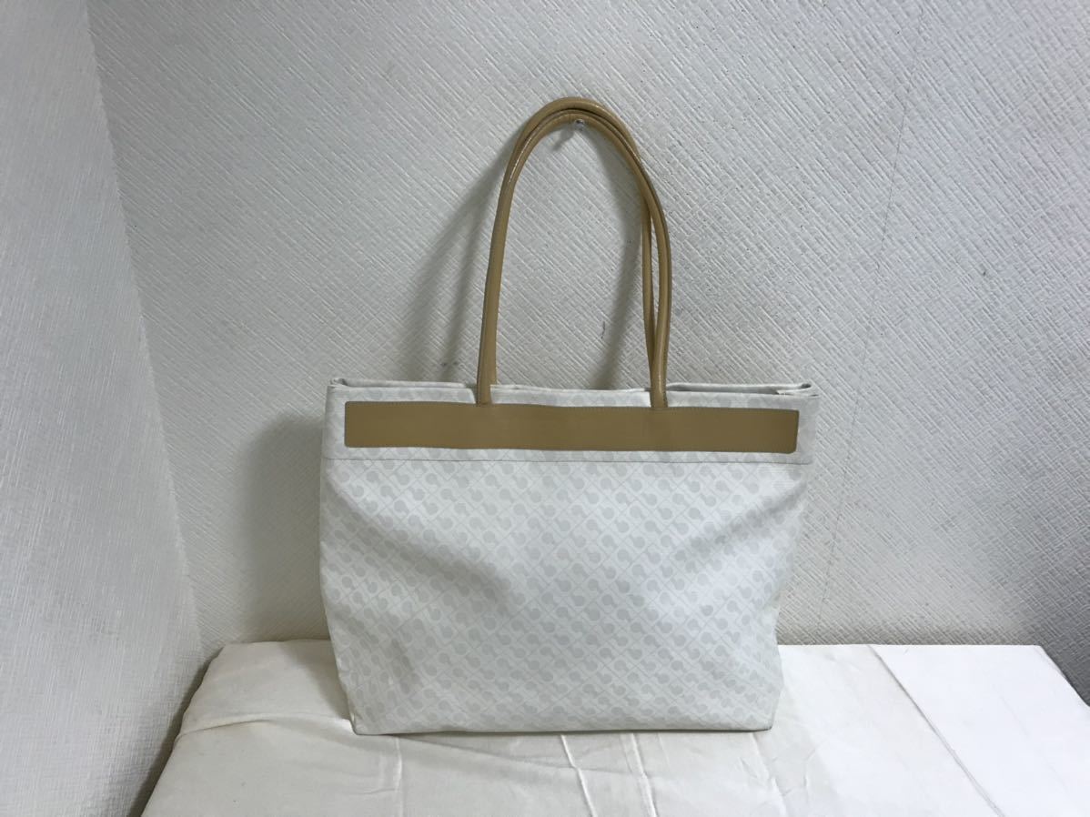 本物ゲラルディーニGHERARDINI本革レザーPVCロゴ柄ハンドバッグビジネスボストン肩掛けトートバックレディースメンズ白ホワイトイタリア製