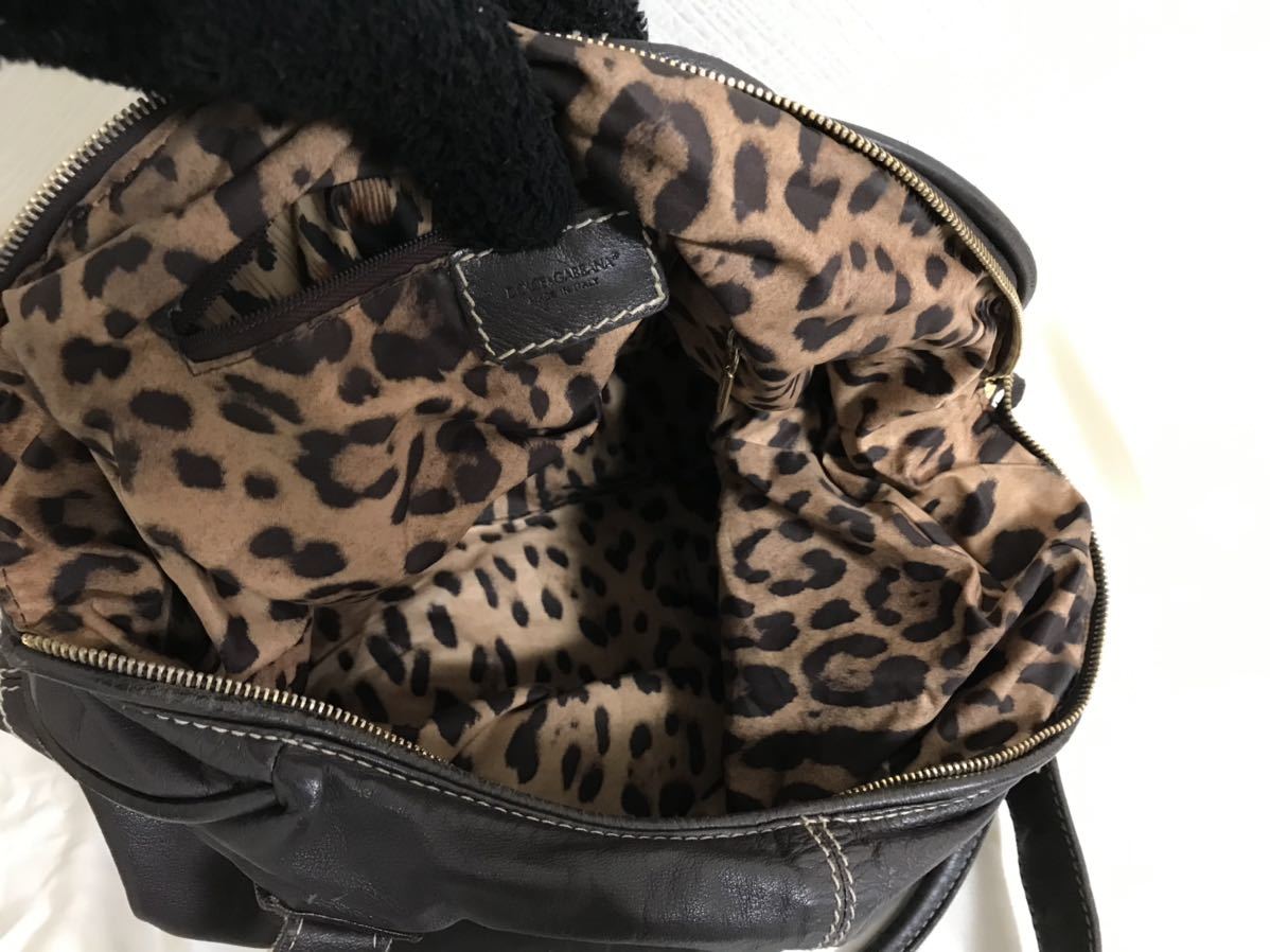 本物ドルチェアンドガッバーナDOLCE&GABANNA本革レザー2wayハンドバッグビジネスミニボストントートショルダーバックレディースメンズ茶