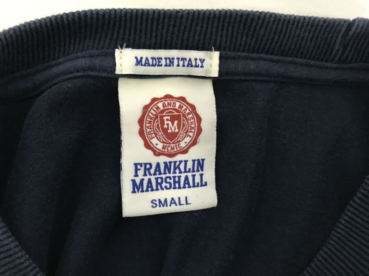 本物フランクリンマーシャルFRANKLINMARSHALLコットンプリントロンT長袖TシャツメンズS紺ネイビーイタリア製