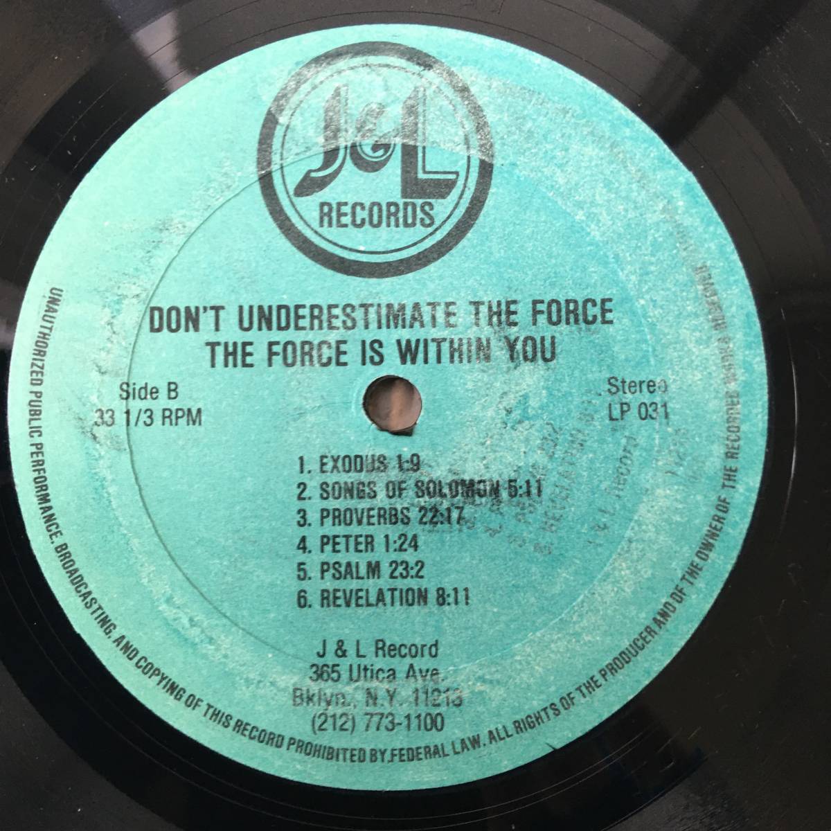 ★送料込み！1978/Channel One名作Dub【The Revolutionaries/Don't Underestimate The Force. The Force Is Within You】LP！J&L LP-031 US_画像4