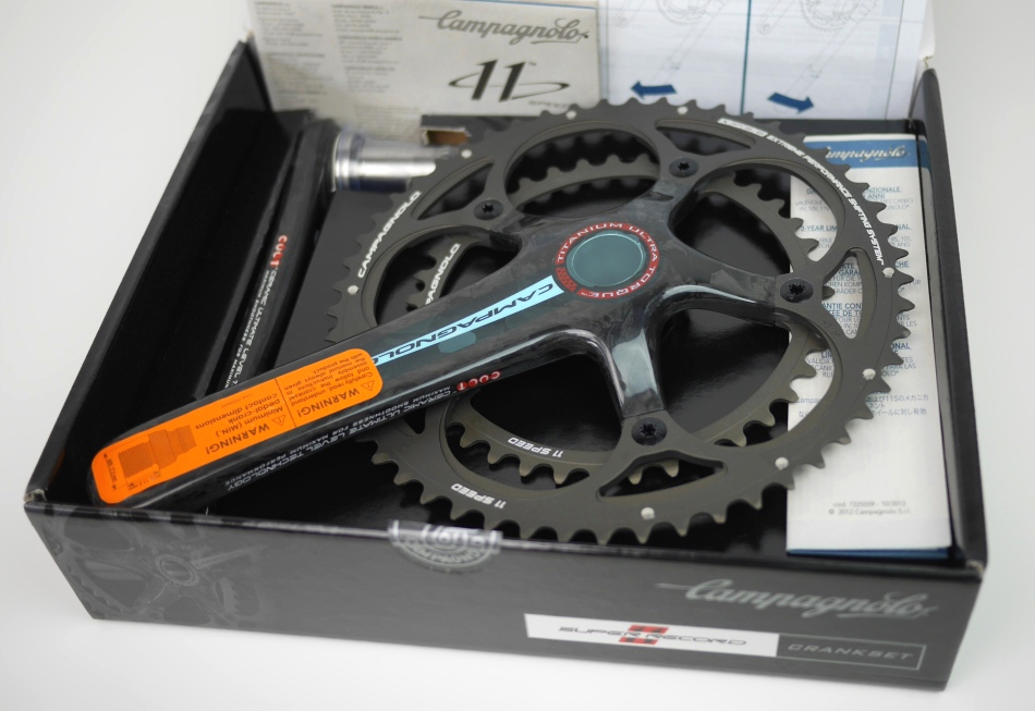 新品 158,000円 CAMPAGNOLO SUPER RECORD TITAN カンパ カンパニョーロ スーパーレコード172.5 mmクランクセット11速カーボンクランク53/39