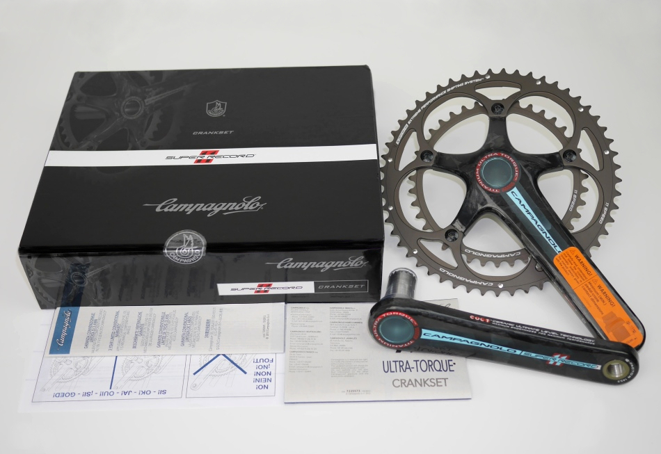 新品 158,000円 CAMPAGNOLO SUPER RECORDカンパ カンパニョーロ スーパーレコード チタン172.5 mmクランクセット11sカーボン53/39クランクX_画像1