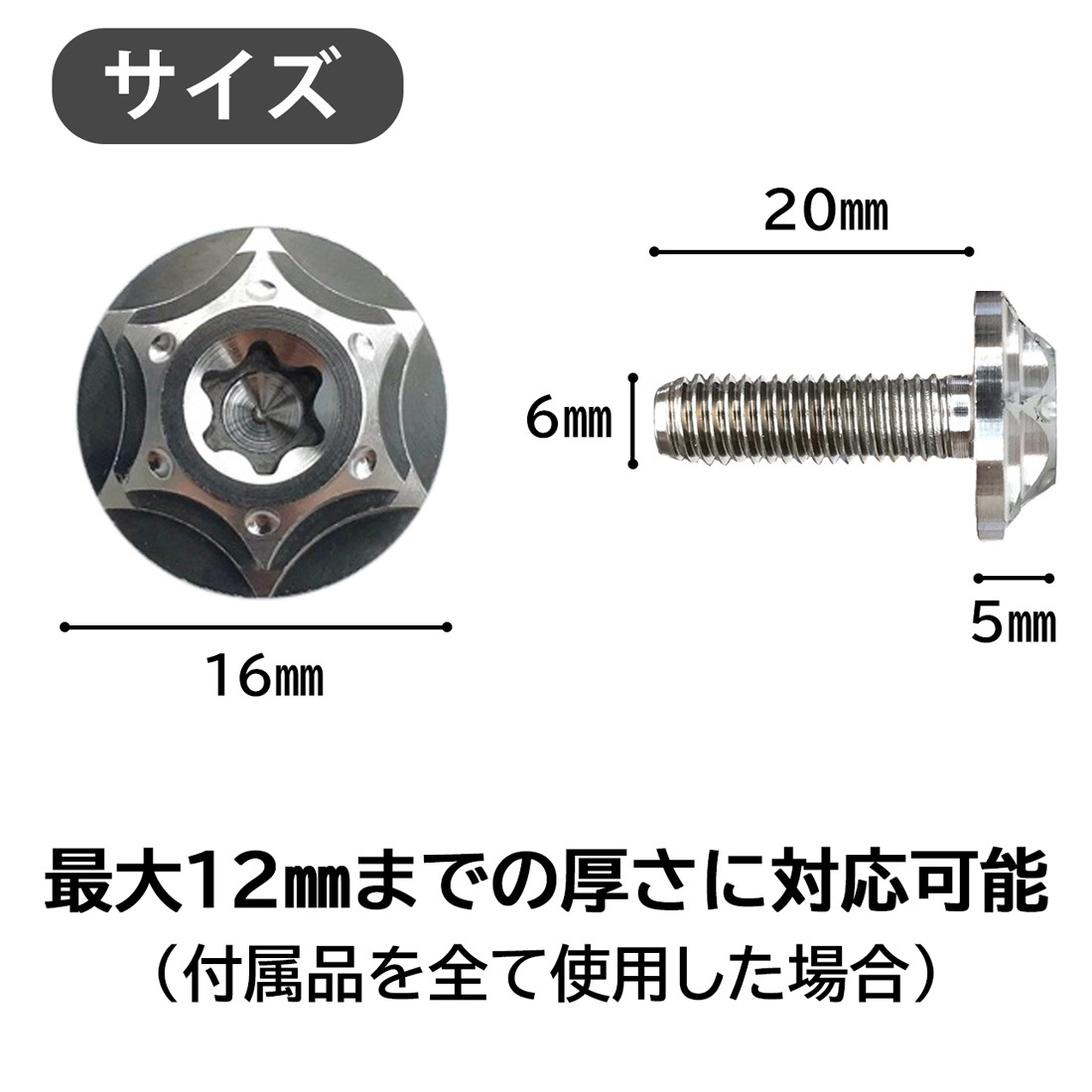 チタン合金製ボルト●二輪ナンバー専用●シルバー色●Kawasaki/カワサキ/Ninja250/ニンジャ1000/ゼファー400/エリミネーター/GPZ400_画像4