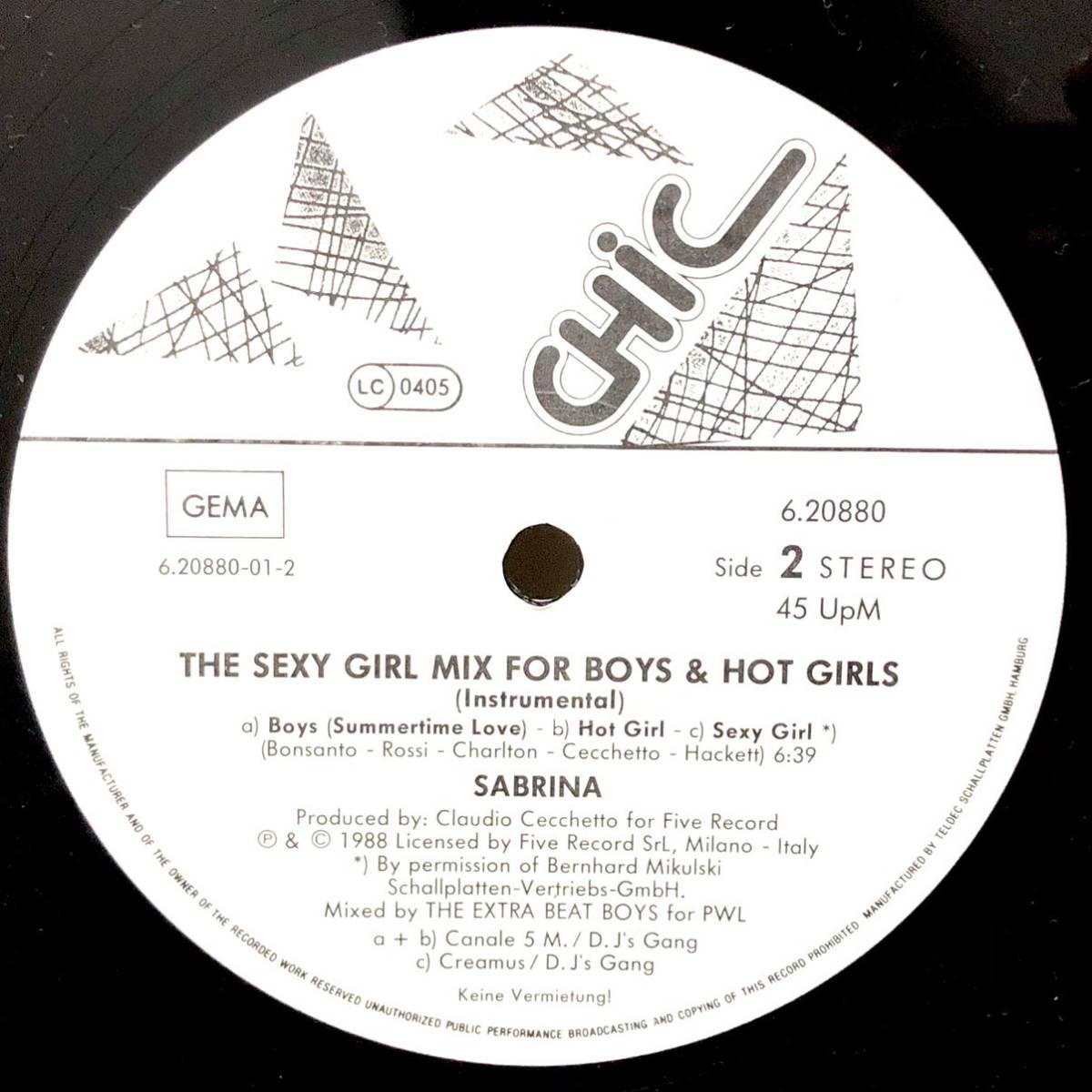 レア 倉庫出 1988 Sabrina / The Sexy Girl Mix For Boys & Hot Girls サブリナ Original Gema 12 ドイツ盤 Chic 6.20880 AE オリジナル_画像4