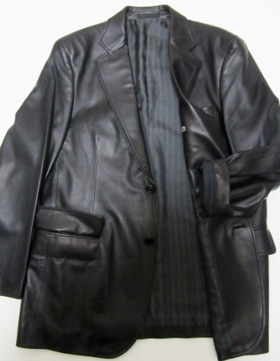  as good as new BURBERRY LONDON 18.9 ten thousand lining total Logo pattern ram leather 2B jacket M black tailored to wrench down coat Burberry London 