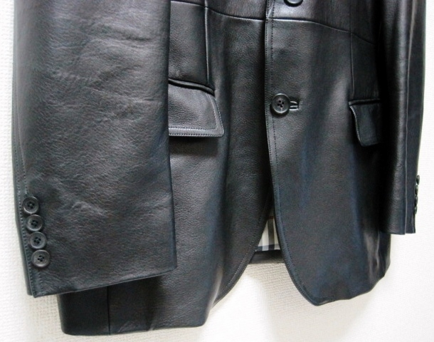  as good as new BURBERRY LONDON 22 ten thousand rare noba check pattern top class ram leather 2B jacket M black to wrench down coat Burberry London 