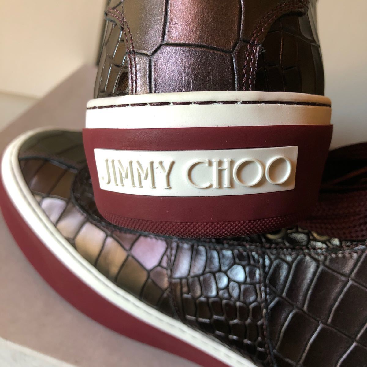 【未使用に近い】JIMMY CHOO ジミーチュウ ハイカット スニーカー 142BELGRAVI メンズ44 約29cm レザー