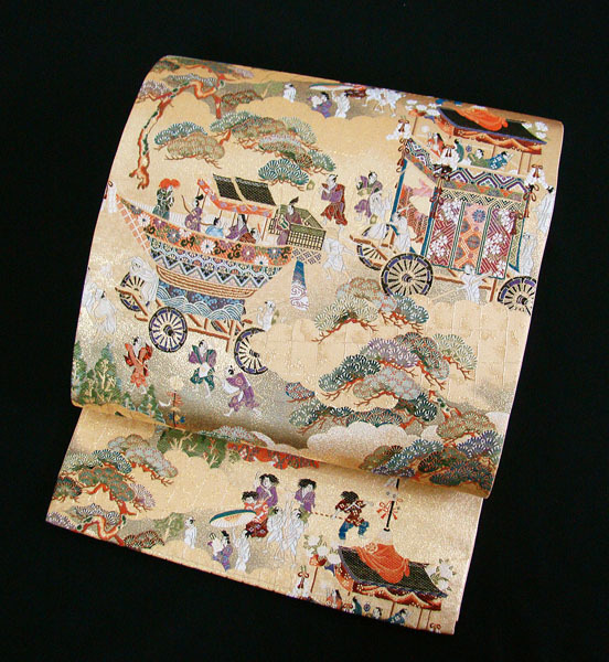 魅力的な 袋帯 未使用 雅な平安京都祇園祭 壱阡八百口織 金箔山鉾柄 