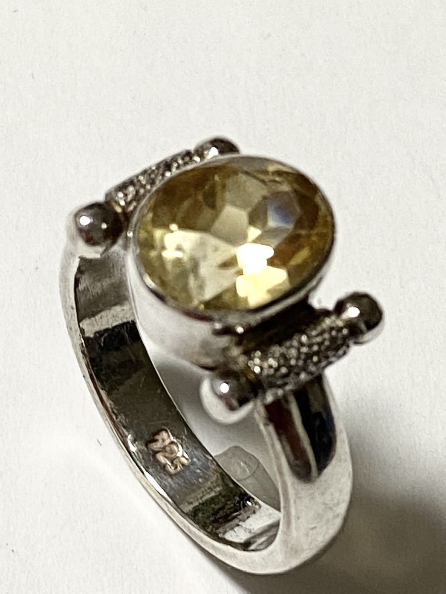 シトリンリング　黄水晶　15.5号 シルバー925 SILVER 指輪　天然石アクセサリー_画像8