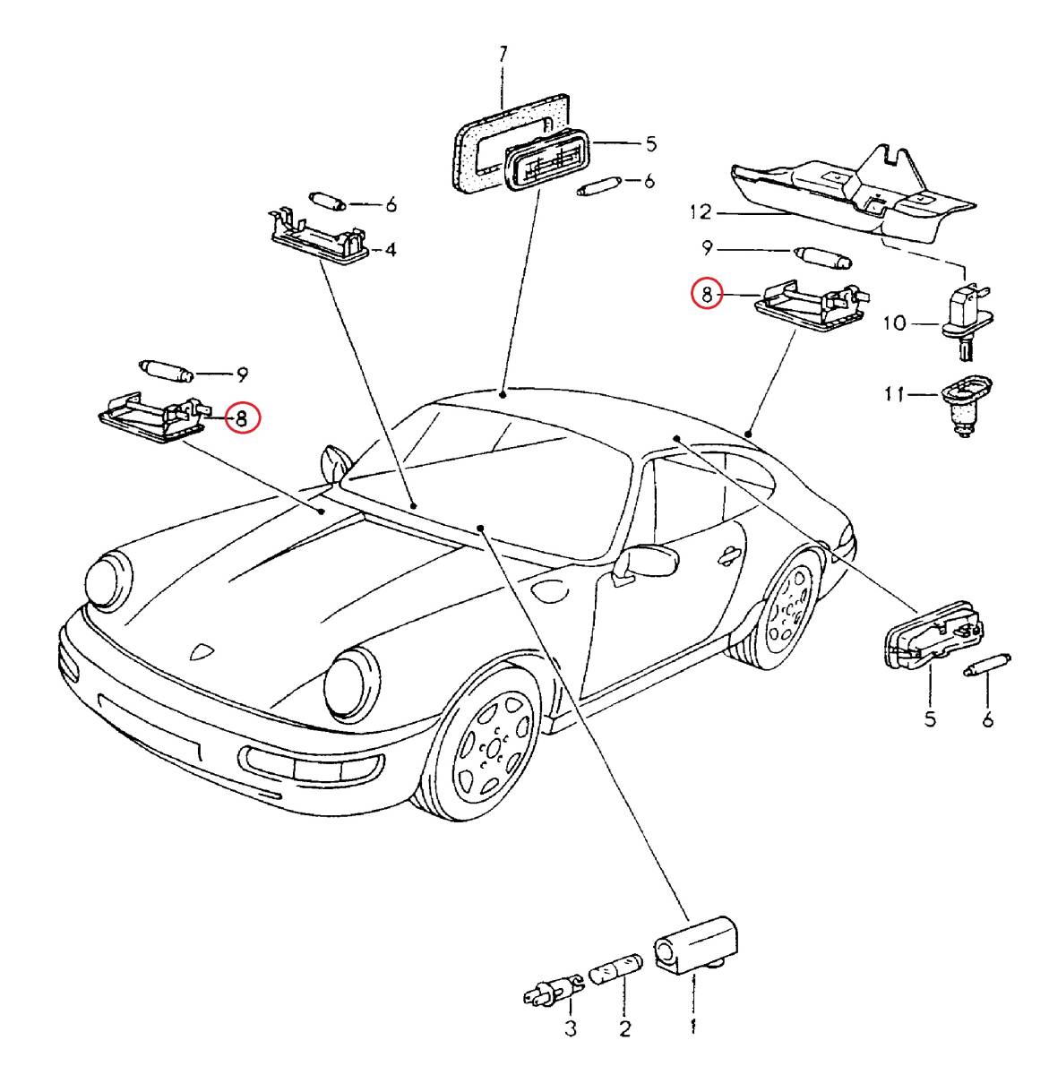 ポルシェ 911 964 993 996 987 18連LED(SMD) ラゲッジランプ/カーゴ/ルームランプ 2個入×5個セット 99763220100 カレラ ケイマン 新品_画像5