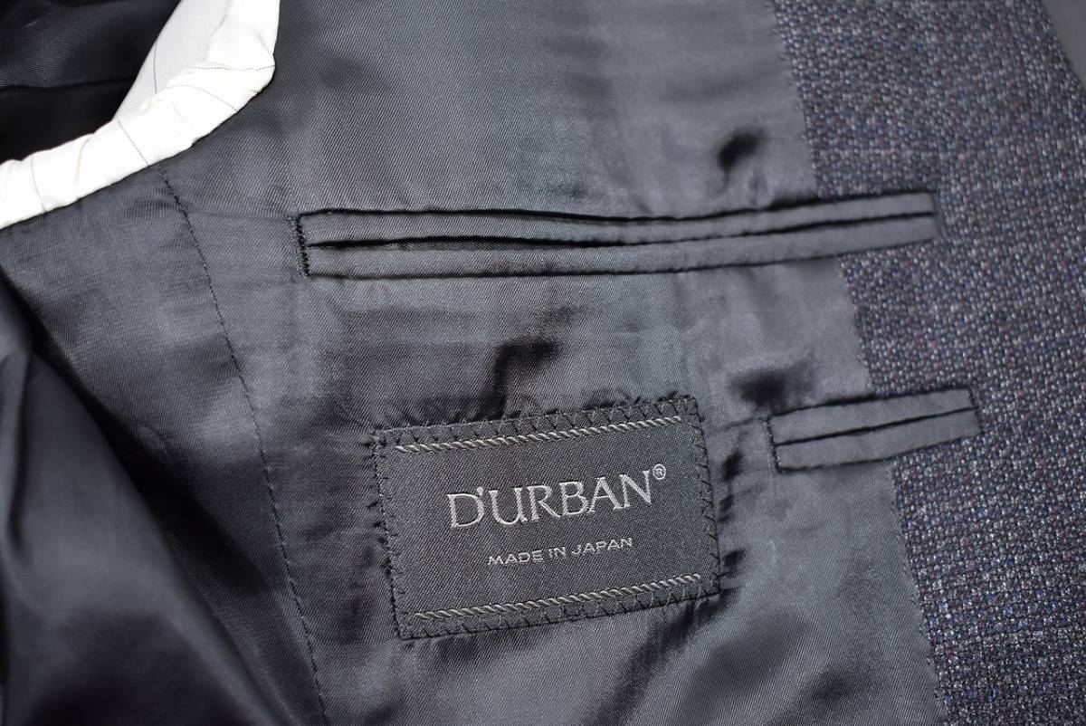 ダーバン DURBAN】定価10万位raso生地上質柄2Bウールスーツ黒灰A5