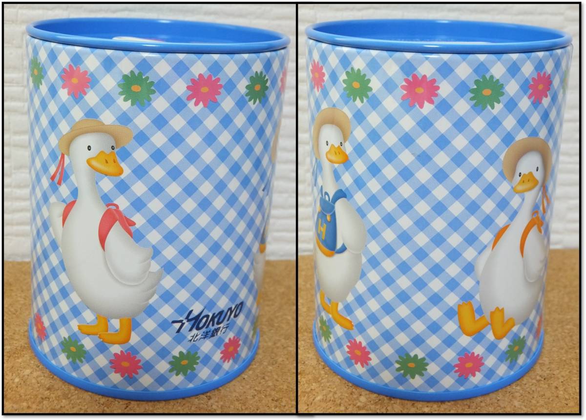 中古 サンリオ SANRIO 北洋銀行 Duckadoo ダッカドウ あひる アヒル 貯金箱 缶 巾着袋 小物入れ バスタオル 1993 1997 1998 3点 当時物_画像8