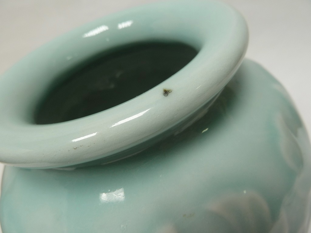 (*BM)*[ last SALE].. kiln celadon light blue Tang . flower vase vase height 19.5× diameter 15.5. ceramics made also box equipped . tool Japan tradition industrial arts retro delivery goods 