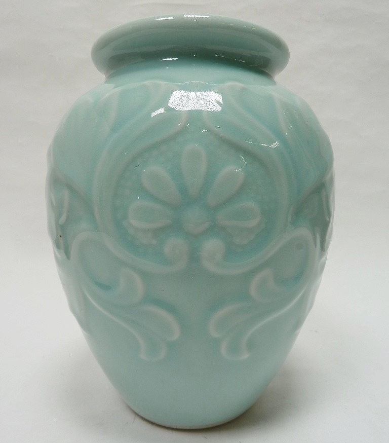 (*BM)*[ last SALE].. kiln celadon light blue Tang . flower vase vase height 19.5× diameter 15.5. ceramics made also box equipped . tool Japan tradition industrial arts retro delivery goods 