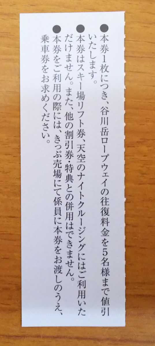 東武鉄道 株主優待券 谷川岳ロープウェイ 往復料金優待割引 有効期限2022年6月30日 1枚につき5名有効 1枚 ポイント消化にどうぞ！*_画像2