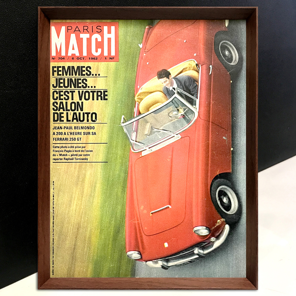 1020円 2021人気No.1の 1020円 欲しいの フェラーリ 250GT 1960年代 フランス ビンテージ 雑誌 表紙 ポスター 額付 アートフレーム #c257br