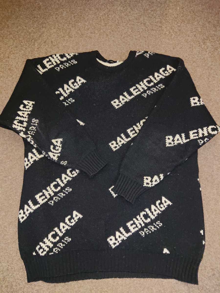 確実正規品　送料無料　BALENCIAGA バレンシアガ　ロゴニット　セーター　中古品