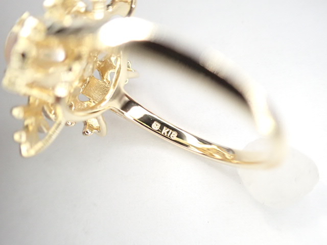 美品 ミキモト K18 真珠 パール約7.0mm珠 ダイヤ リング 指輪
