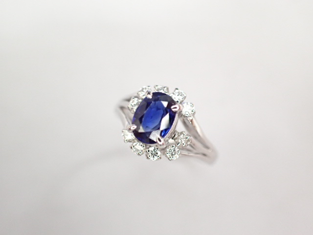  прекрасный товар Mikimoto Pt900 сапфир 0.76 diamond итого 0.21 кольцо кольцо 
