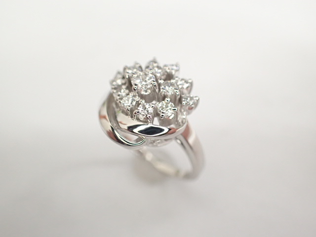 美品 タサキ 田崎真珠 Pt900 ダイヤ計0.59ct デザインリング 指輪-