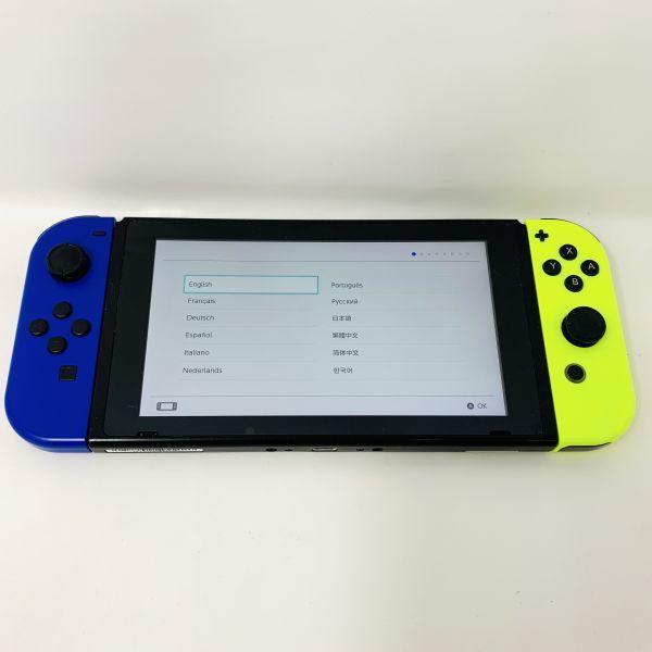 【1円 1スタ】【動作確認済】Nintendo Switch 本体 Joy-Con ブルー ネオンイエロー カスタムカラー スイッチ ジョイコン 新型 バッテリー_画像1