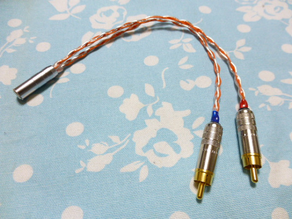 3.5mm3極 (メス) → RCA ×2 ステレオ 変換ケーブル オーグライン +pt 撚り線 + ALO SXC Cryo 24awg 20cm 高品質 2.5mm4極 nano iDSD Hugo