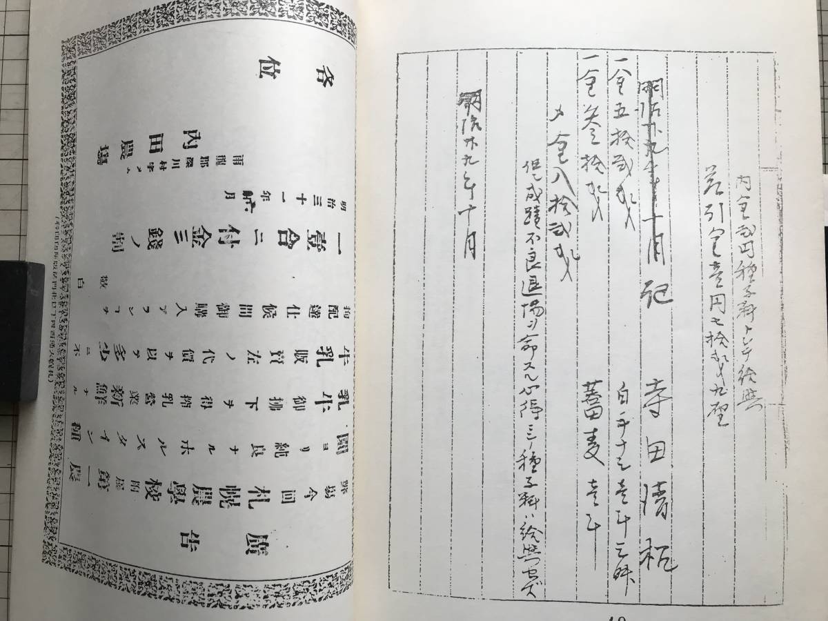 『雨竜郡深川村字メム 内田農場資料 昭和62年度古文書解読セミナーテキスト』北海道史研究協議会 1987年刊 ※内田瀞・札幌農学校 他 01637_画像7