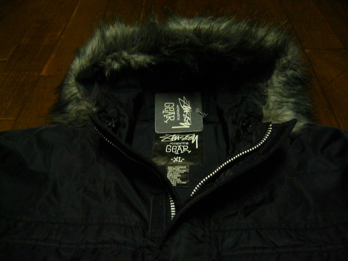 レア【Stussy】フードジャケット☆黒☆XL☆M-65☆デジタル☆オーバー