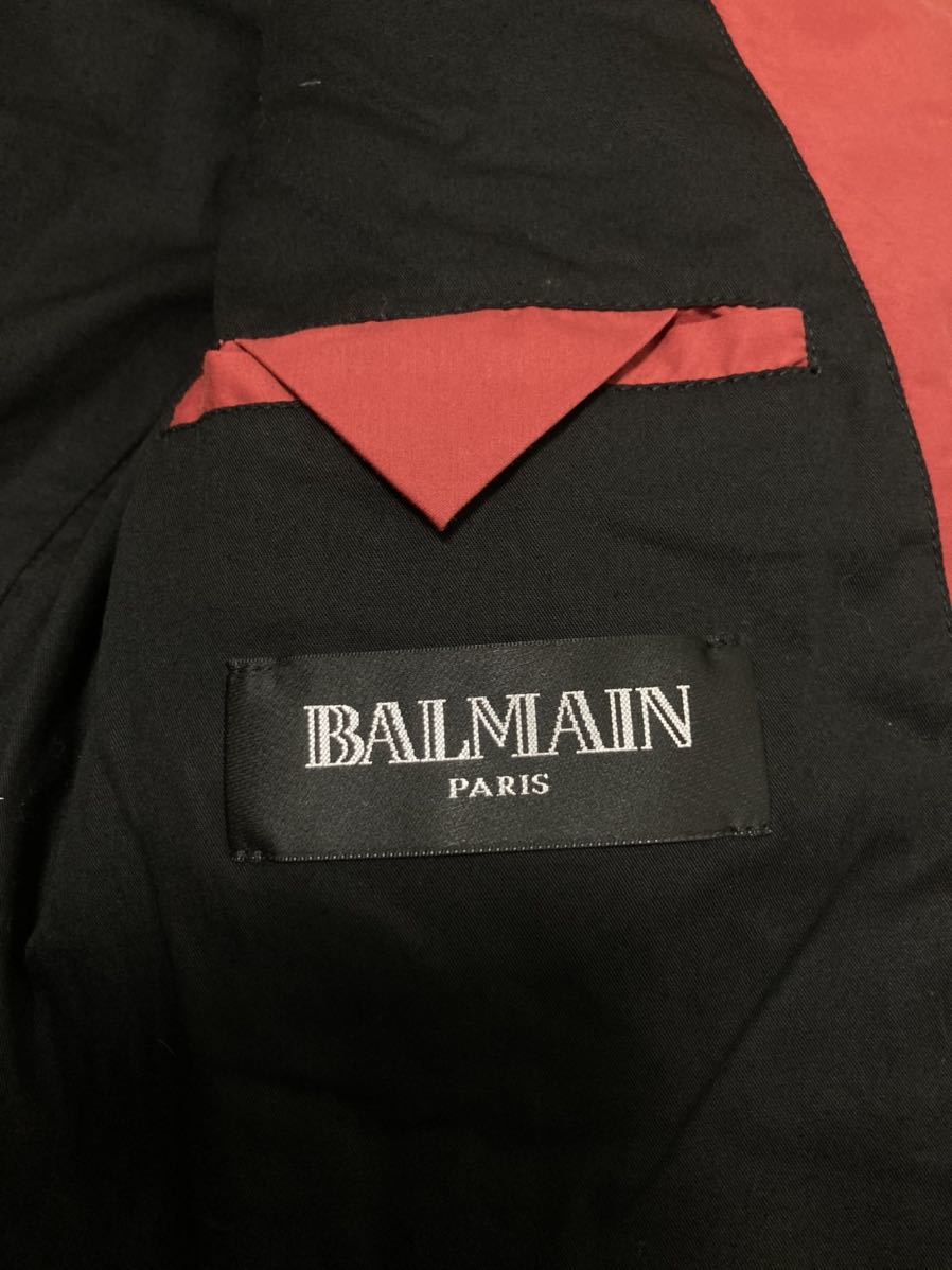 バルマン　BALMAIN ワインレッド　バイカーダウン　ジャケット　サイズXS