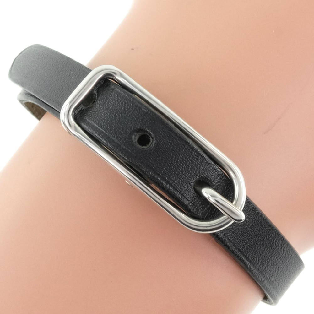 HERMES エルメス アピブレス □D ブレスレット レザー 黒 ユニセックス