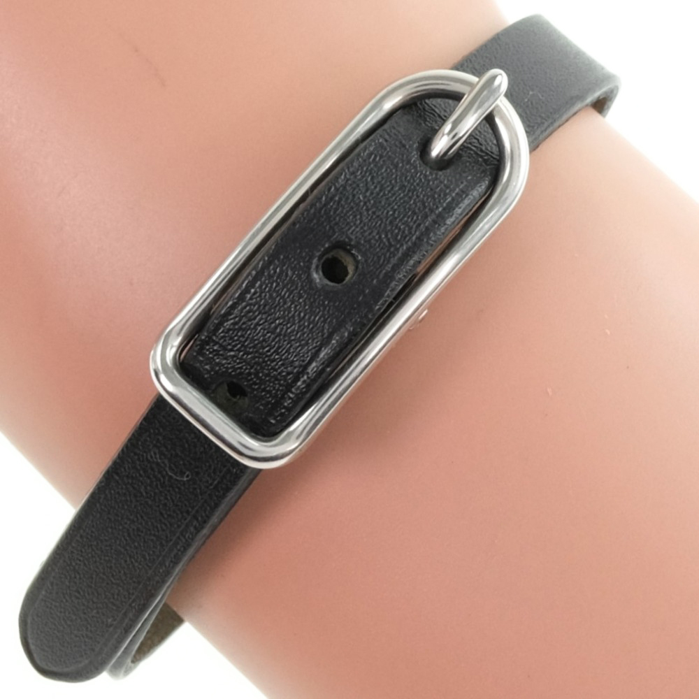 HERMES エルメス アピブレス □D ブレスレット レザー 黒 ユニセックス
