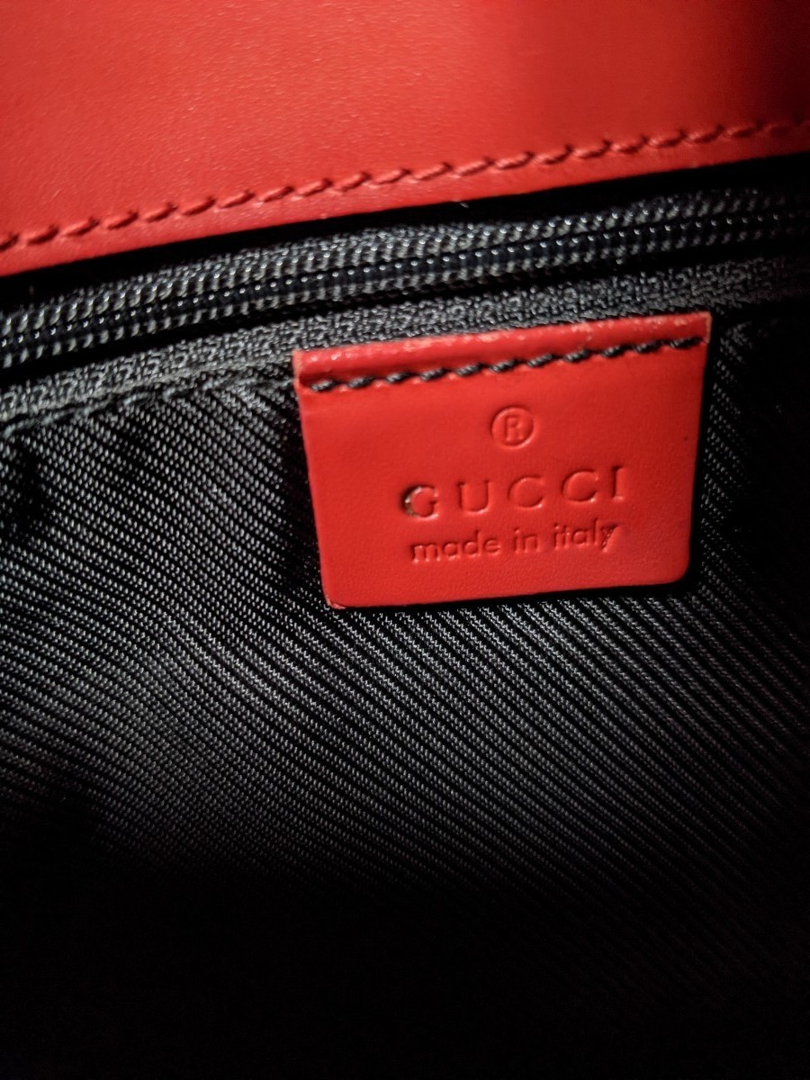 美品 GUCCI グッチ レッド GG 赤 キャンバス トートバッグ