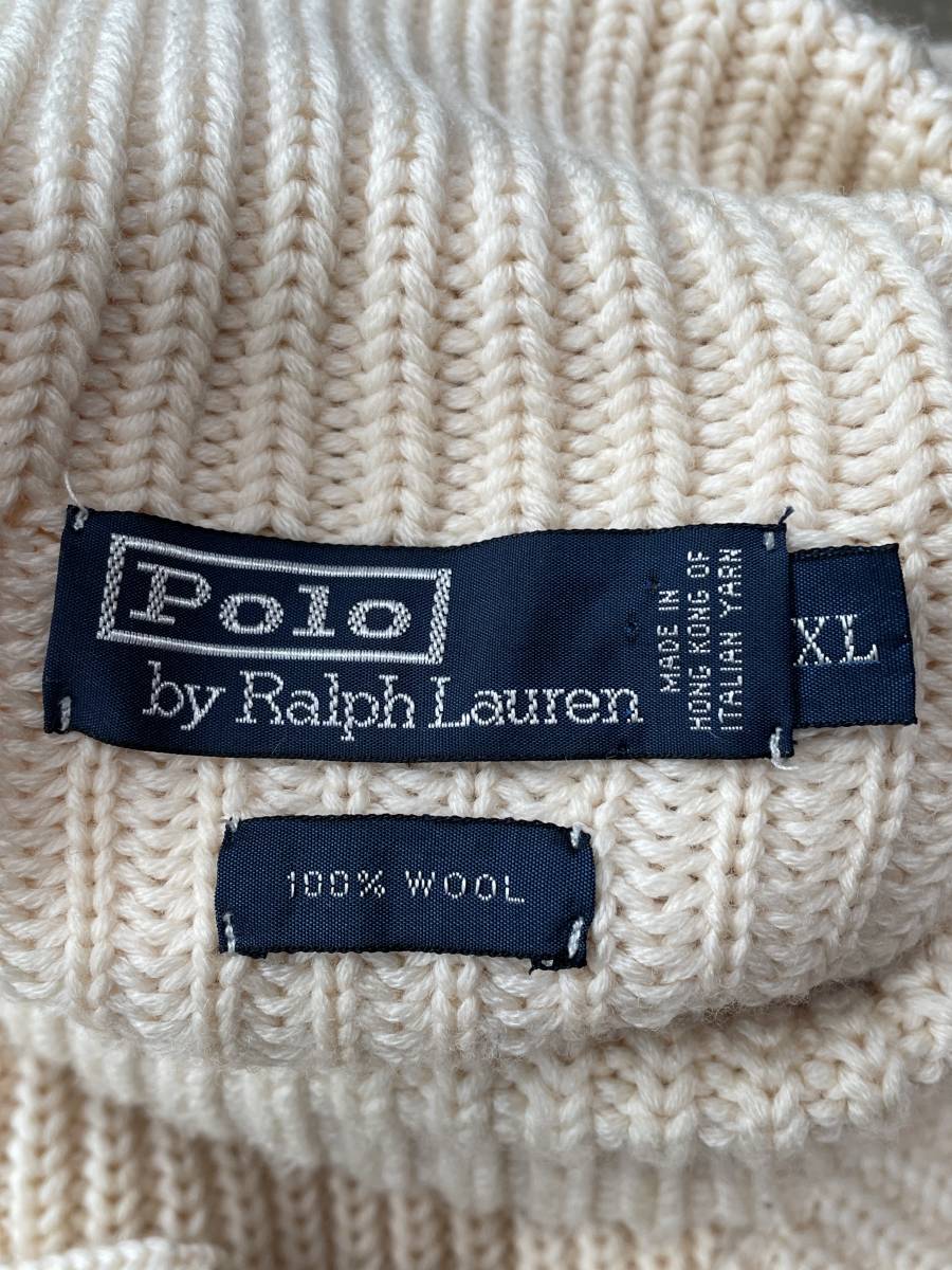 グッドデザイン！Polo by Ralph Lauren エルボーパッチ ウールセーター タートル ラルフローレン ポロ ニット 大きいサイズ(L)324_画像3