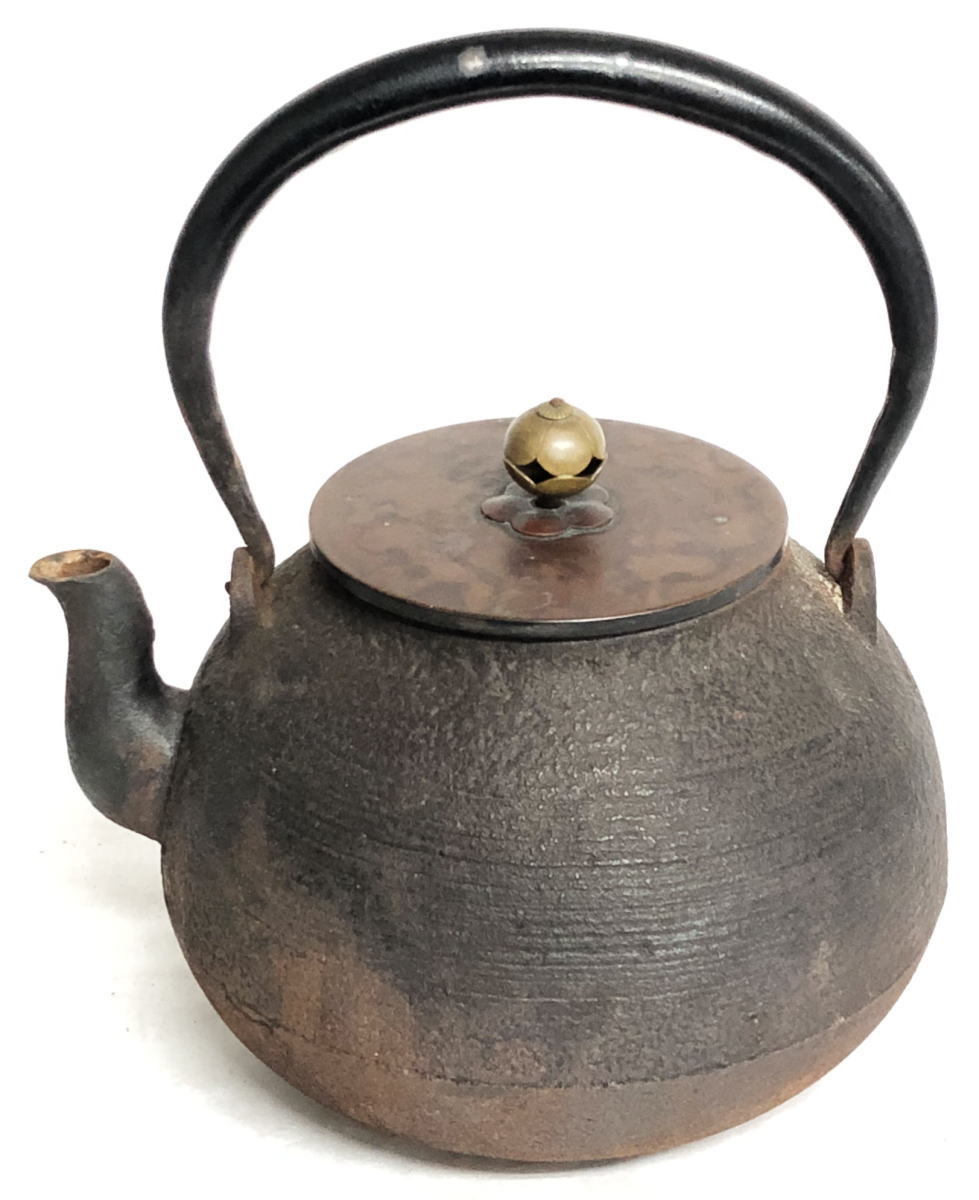 期間限定 銀象嵌提手鉄瓶 急須 唐銅蓋 銅摘 茶壺 湯沸 修復なし 稀少 