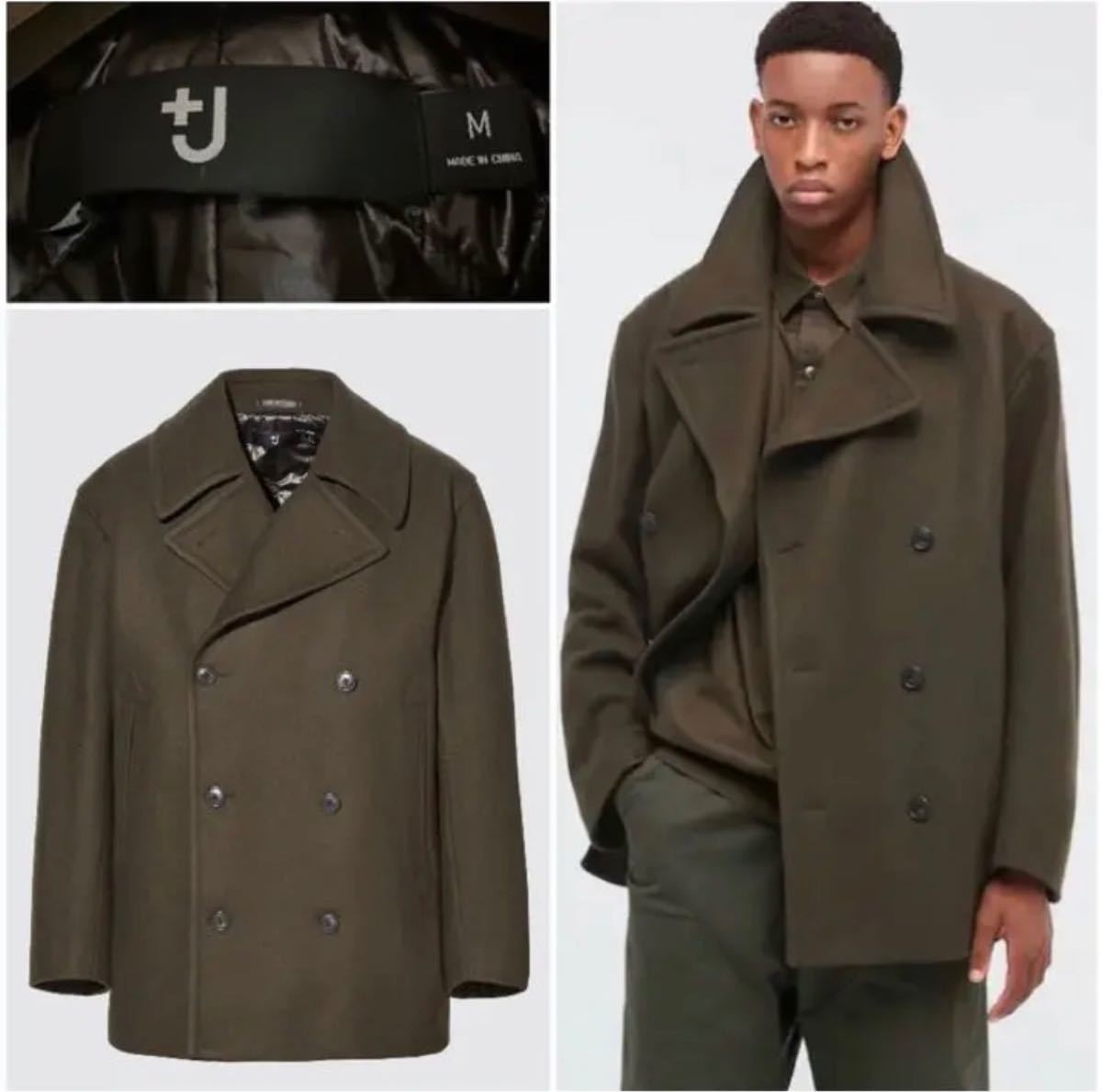 税込) オーバーサイズピーコート ウールブレンド +J UNIQLO Olive ...