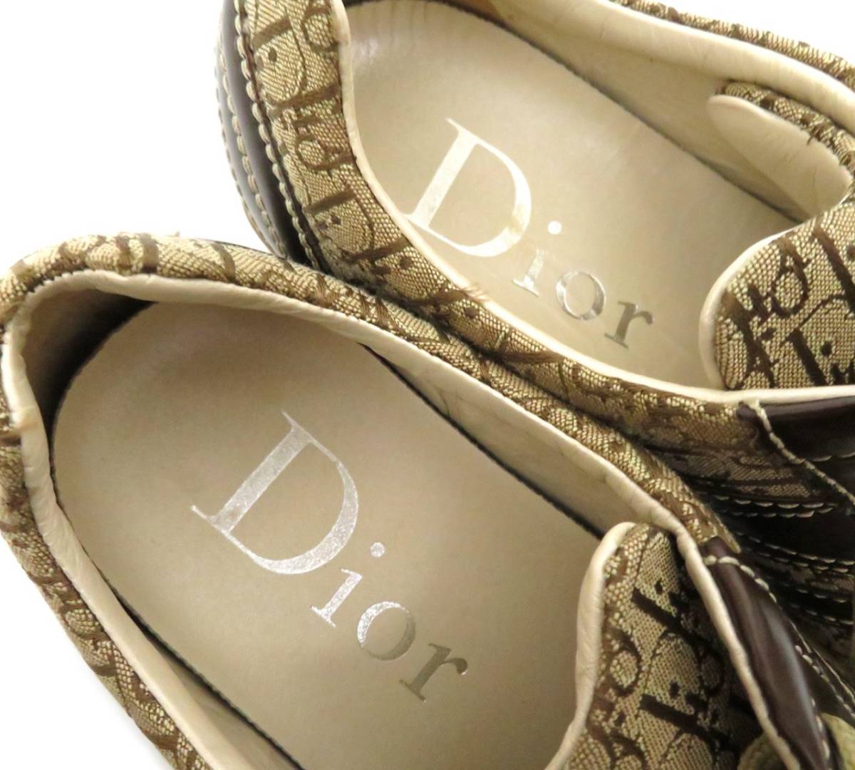 5530 美品 Christian Dior クリスチャンディオール トロッター 柄 キャンバス×レザー レディース スニーカー 36 人気デザイン シューズ