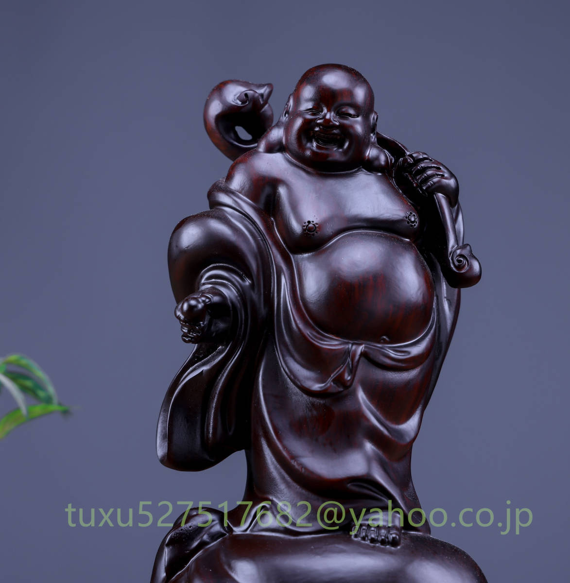 七福神 布袋様 置物 布袋尊 細密彫刻 木彫 置物 高さ約... - ヤフオク!