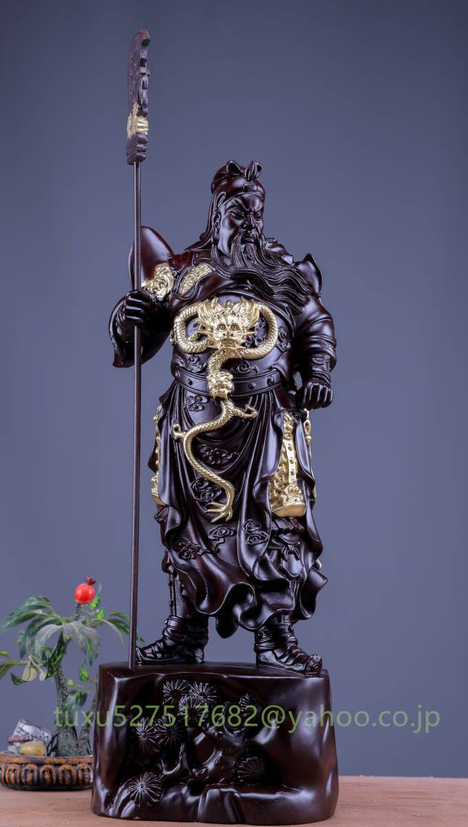 最新作 商売繁盛 関羽 木彫 仏教美術 仏像 精密細工 木造 59cm