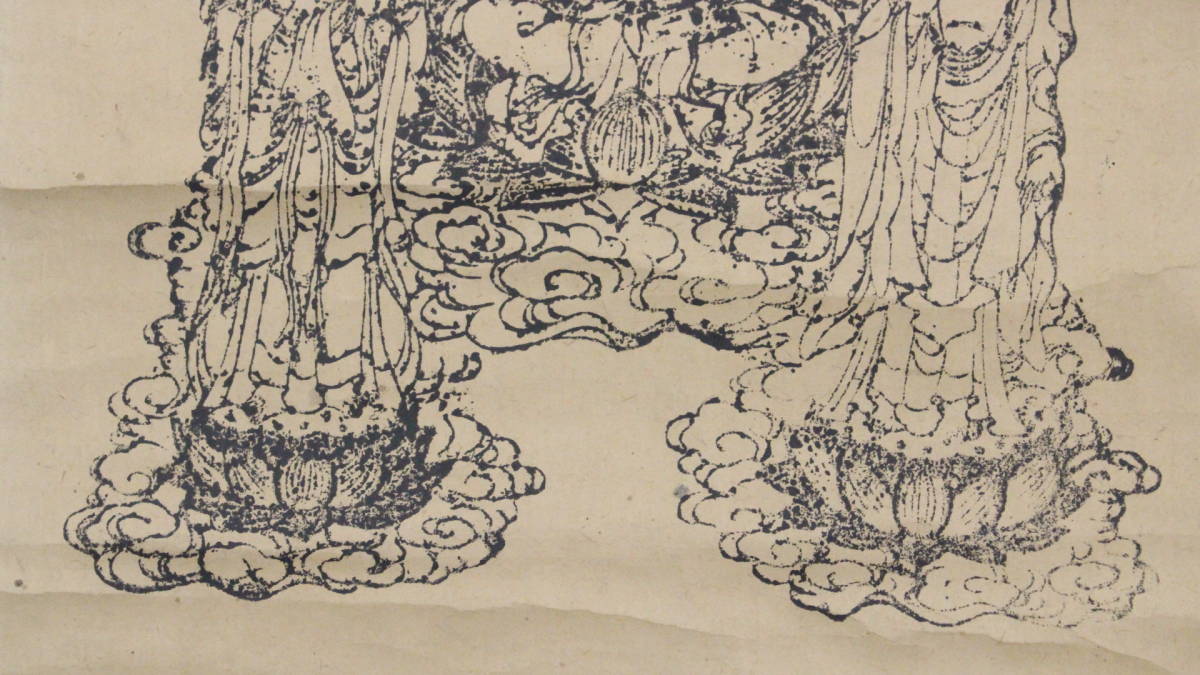 [ writing Akira pavilion ] woodblock print paper pcs hold axis Buddhist image Buddhism temple . picture .61